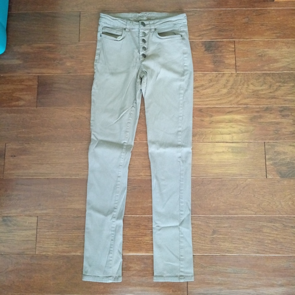 Taupe high waisted button up skinny jeans